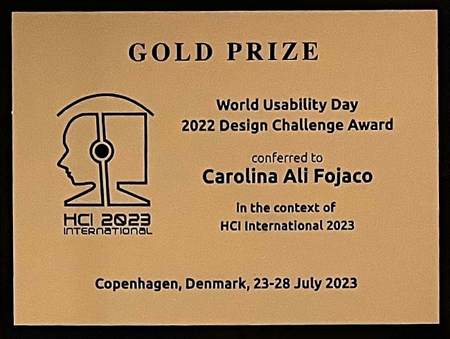 World Usability Day 2022 Design Challenge GOLD Award. Details in text following the image.