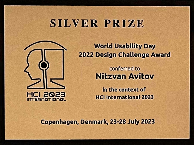 World Usability Day 2022 Design Challenge SILVER Award. Details in text following the image.